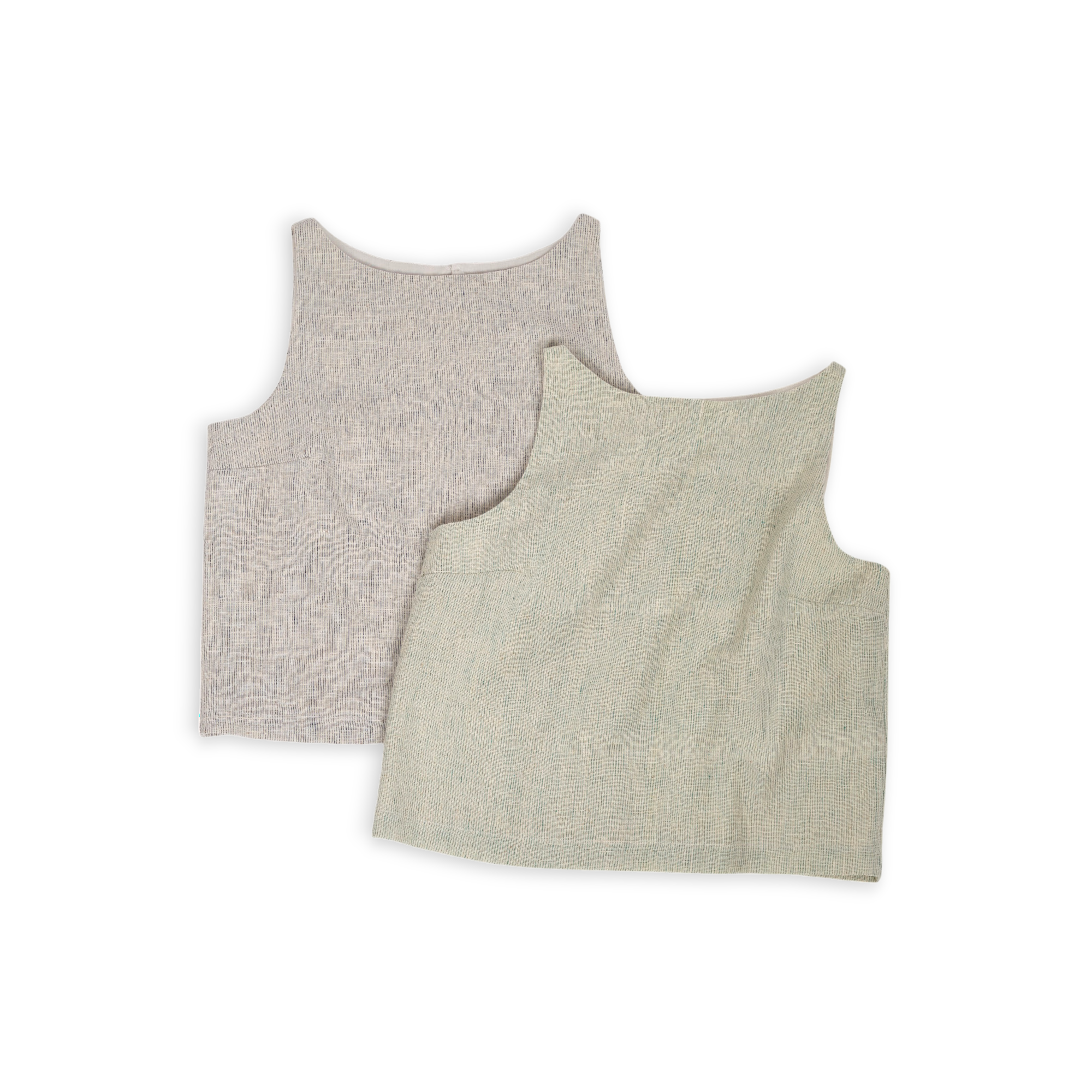 Inaya Top – Handwoven Cotton Cropped Tank in Coral Pinstripes (Sleeveless | Back Closure | Sizes S–L)