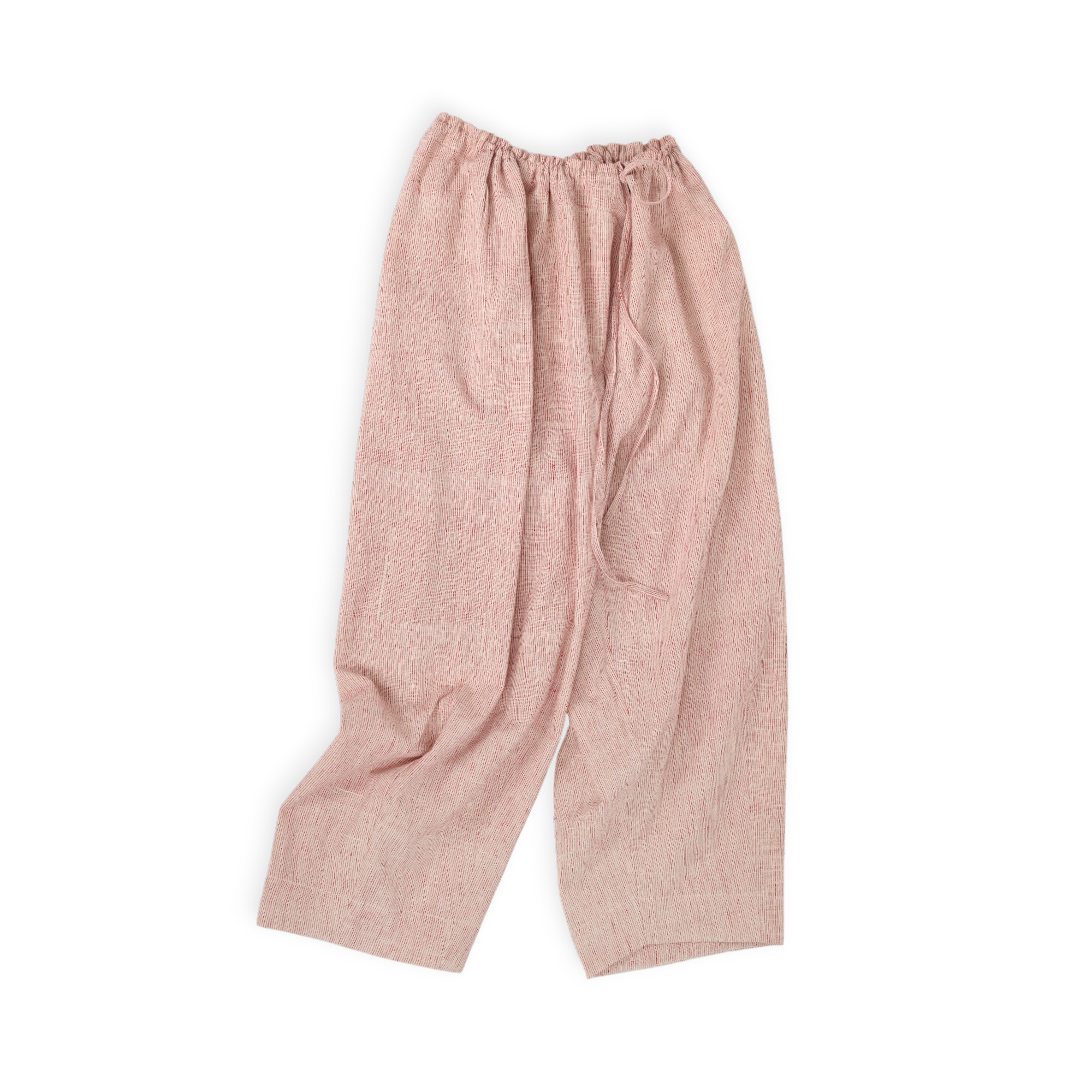 Inaya Trousers – Handwoven Cotton Pants in Coral Pinstripes (Relaxed Fit | One Size)