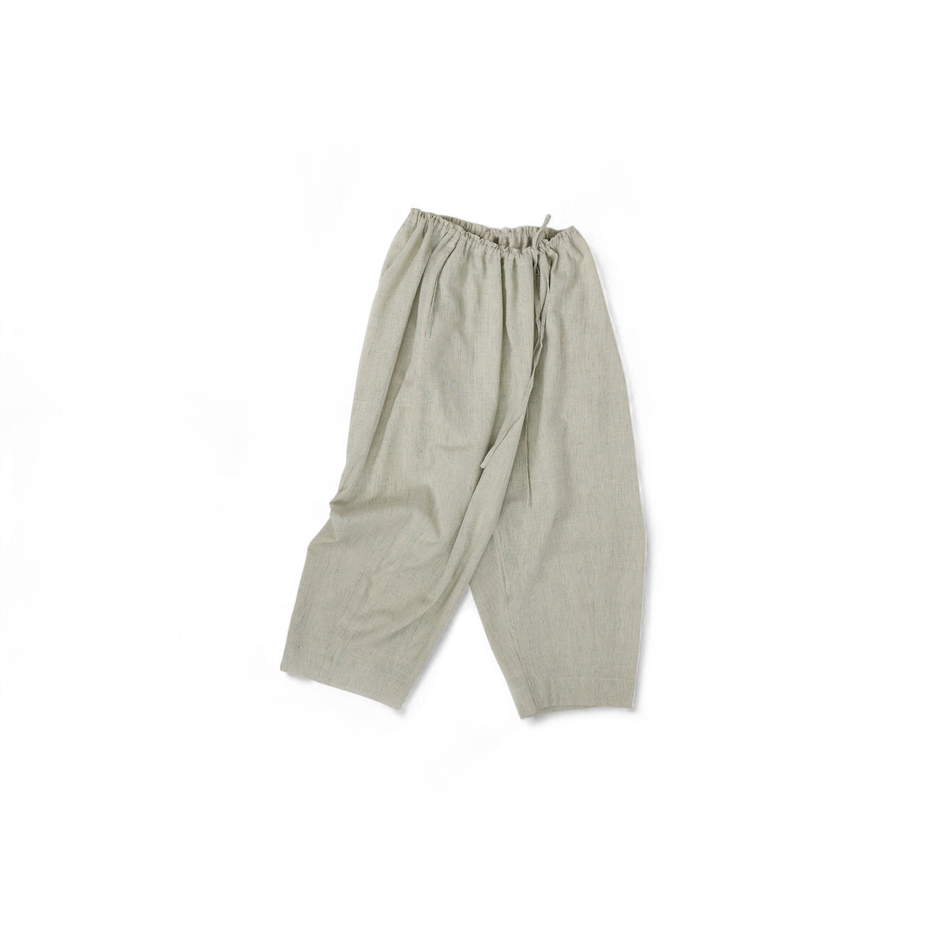 Aira Trousers – Kala Cotton Handwoven Stripe Pants (Soft Sage Stripes | One Size)