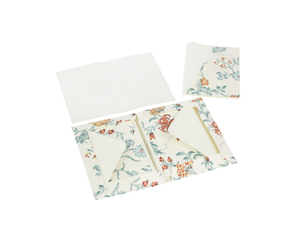 Ivory Bagh – Hand Printed Greeting Card Folder Set  (6” x 4” | 100% Recycled Cotton Paper)