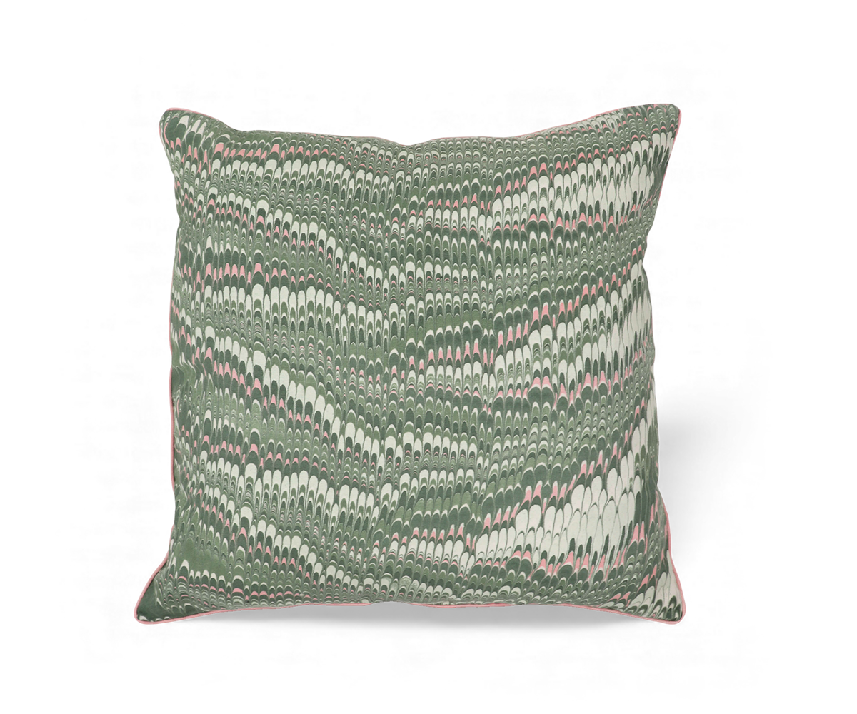 Meadow wave – Hand Marbled Cotton Pillow Cover (18" x 18")