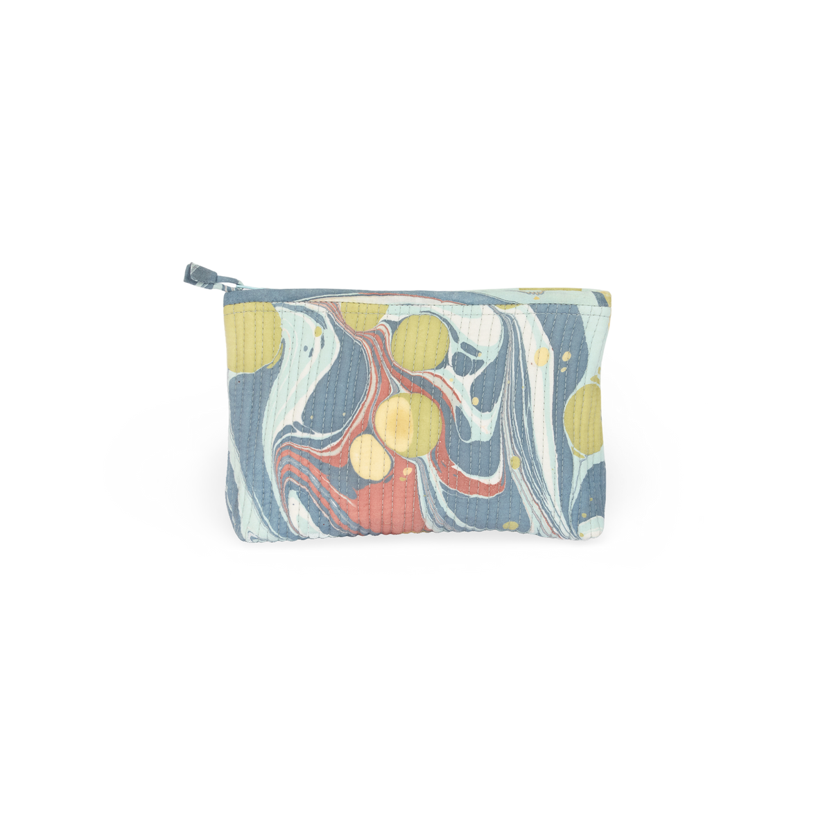 Ocean Stone – Hand Marbled Quilted Cotton Pouch  (Small –  7.5" x 4.5" x 2")