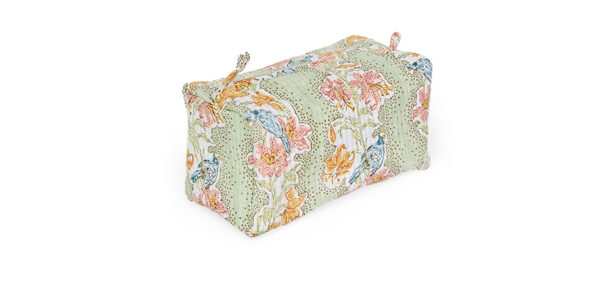 Parrot Garden – Quilted Beauty Bag  Medium – 8.5