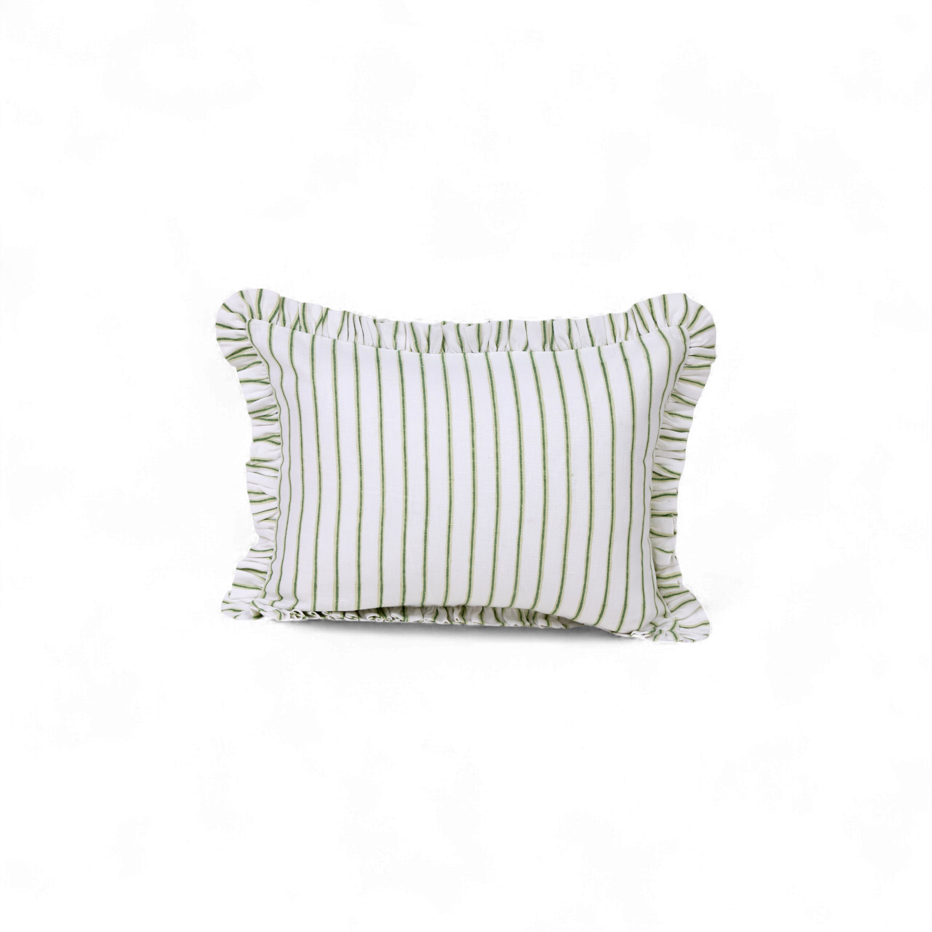 Stripe Frill – Hand Block Printed Linen Pillow Cover (12" x 16")
