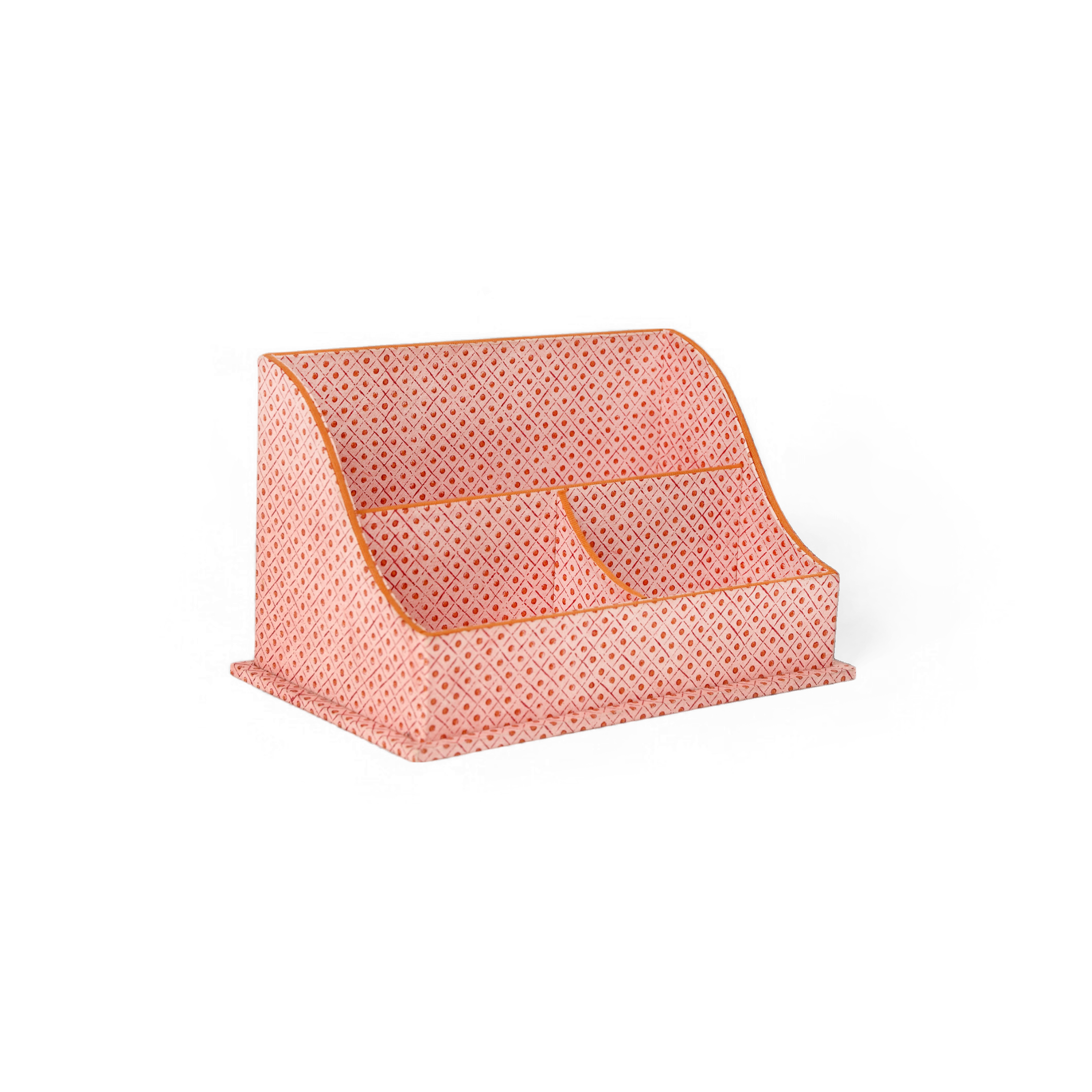 Amber Grid – Hand Block Printed Letter Sorter (10" x 6" x 6")