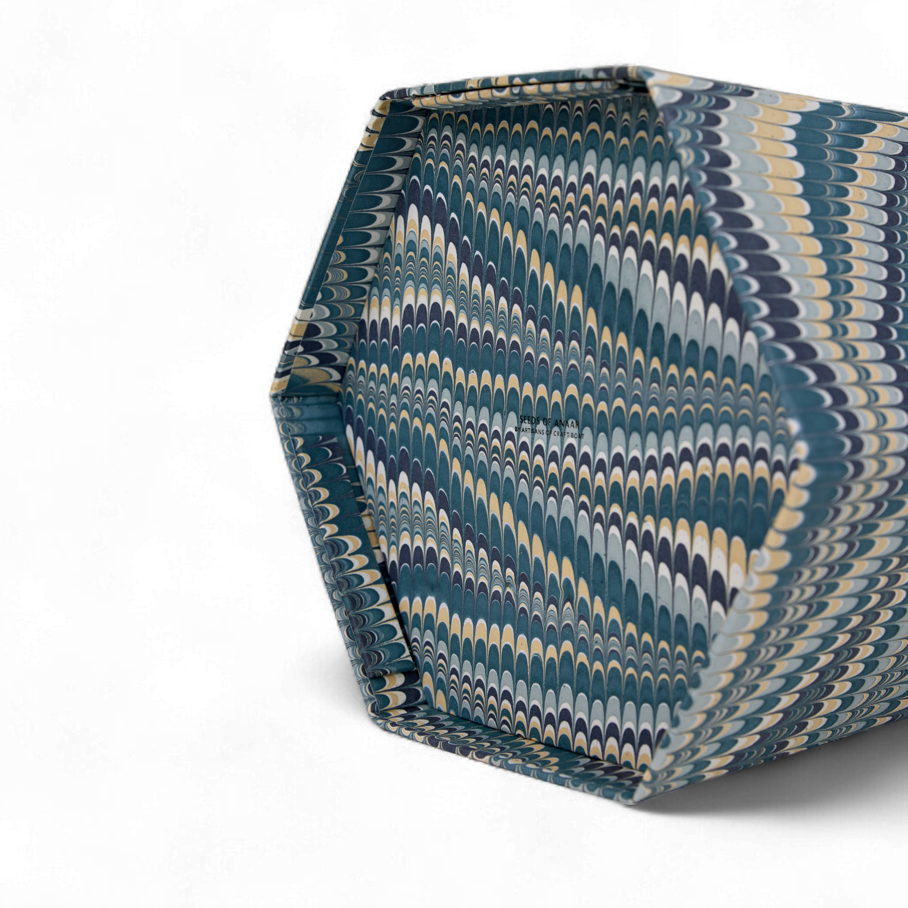 Ripple Hexa – Hand Marbled Collapsible Basket (9.5" x 9.5" x 10.5")