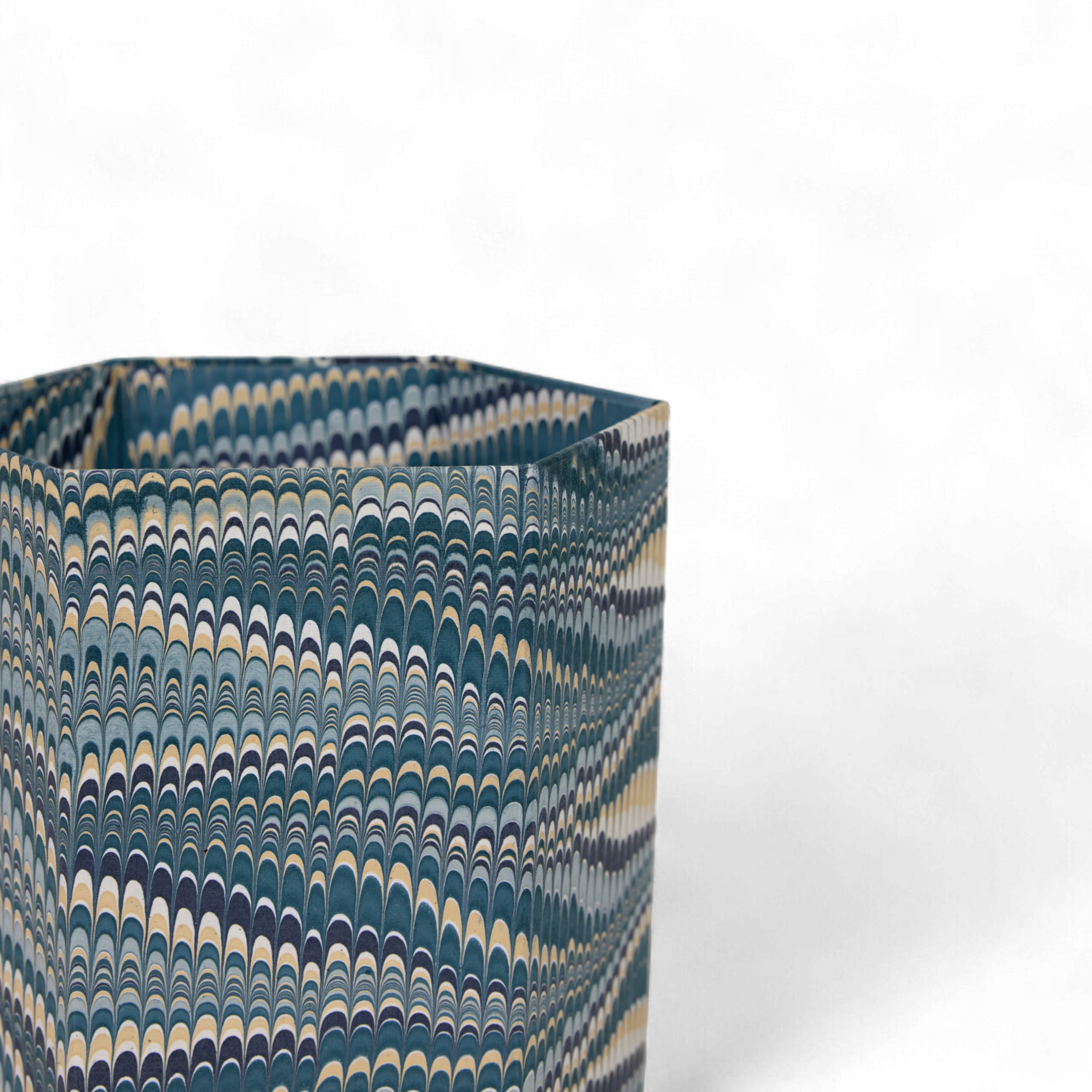 Ripple Hexa – Hand Marbled Collapsible Basket (9.5" x 9.5" x 10.5")