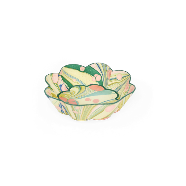 Meadow Swirl – Hand Marbled Scalloped Bowl Tray  (5.5