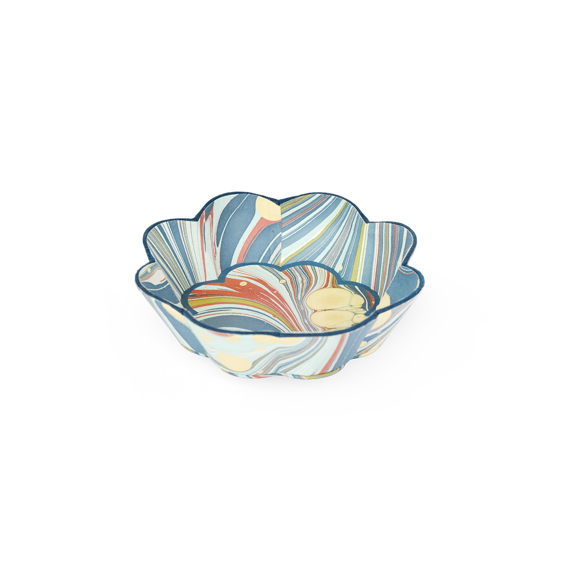 Ocean Swirl – Hand Marbled Scalloped Bowl Tray  (5.5" x 5.5" x 1.5")