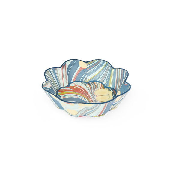 Ocean Swirl – Hand Marbled Scalloped Bowl Tray  (5.5