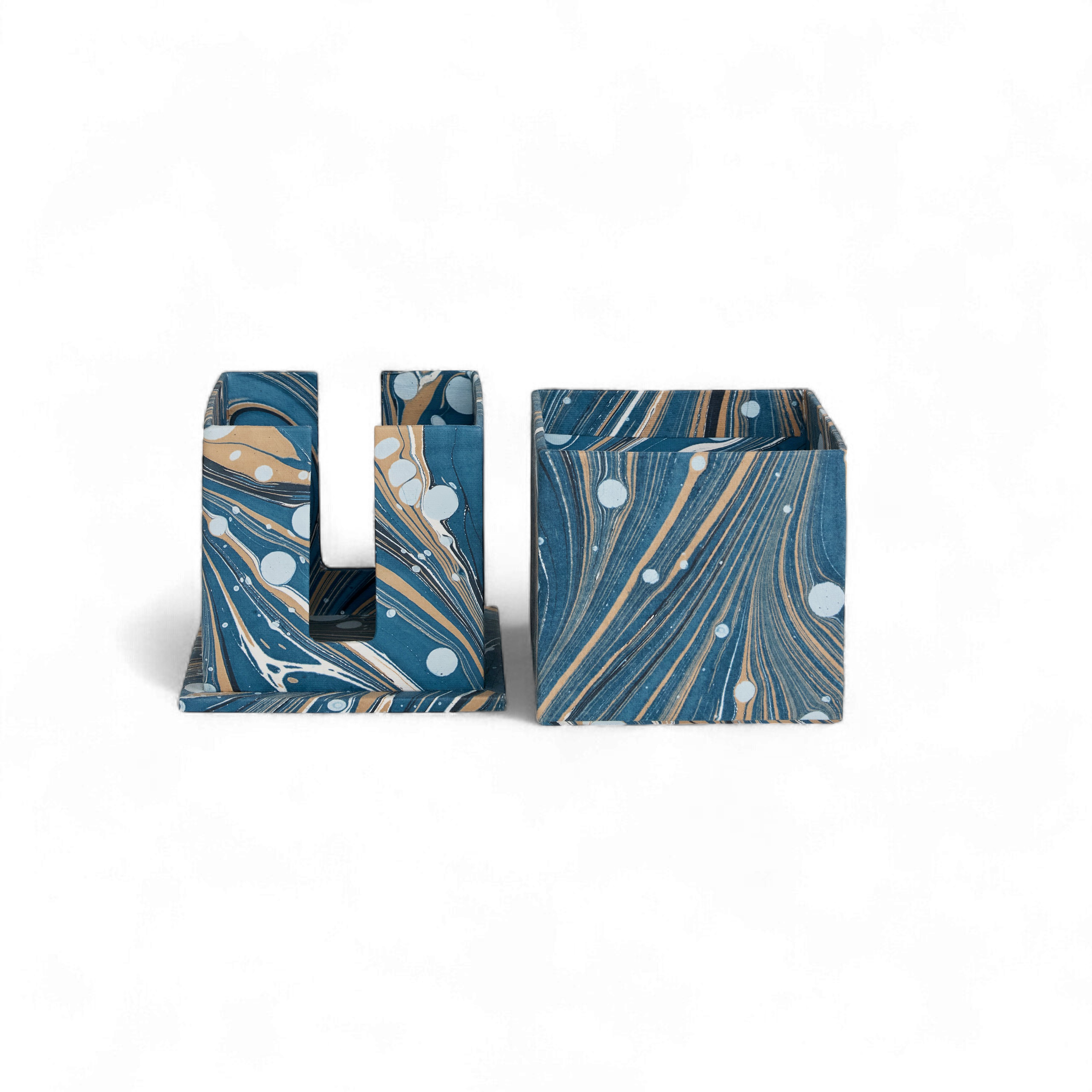 Celestial Marble – Tissue Box Cover in Celeste Blue