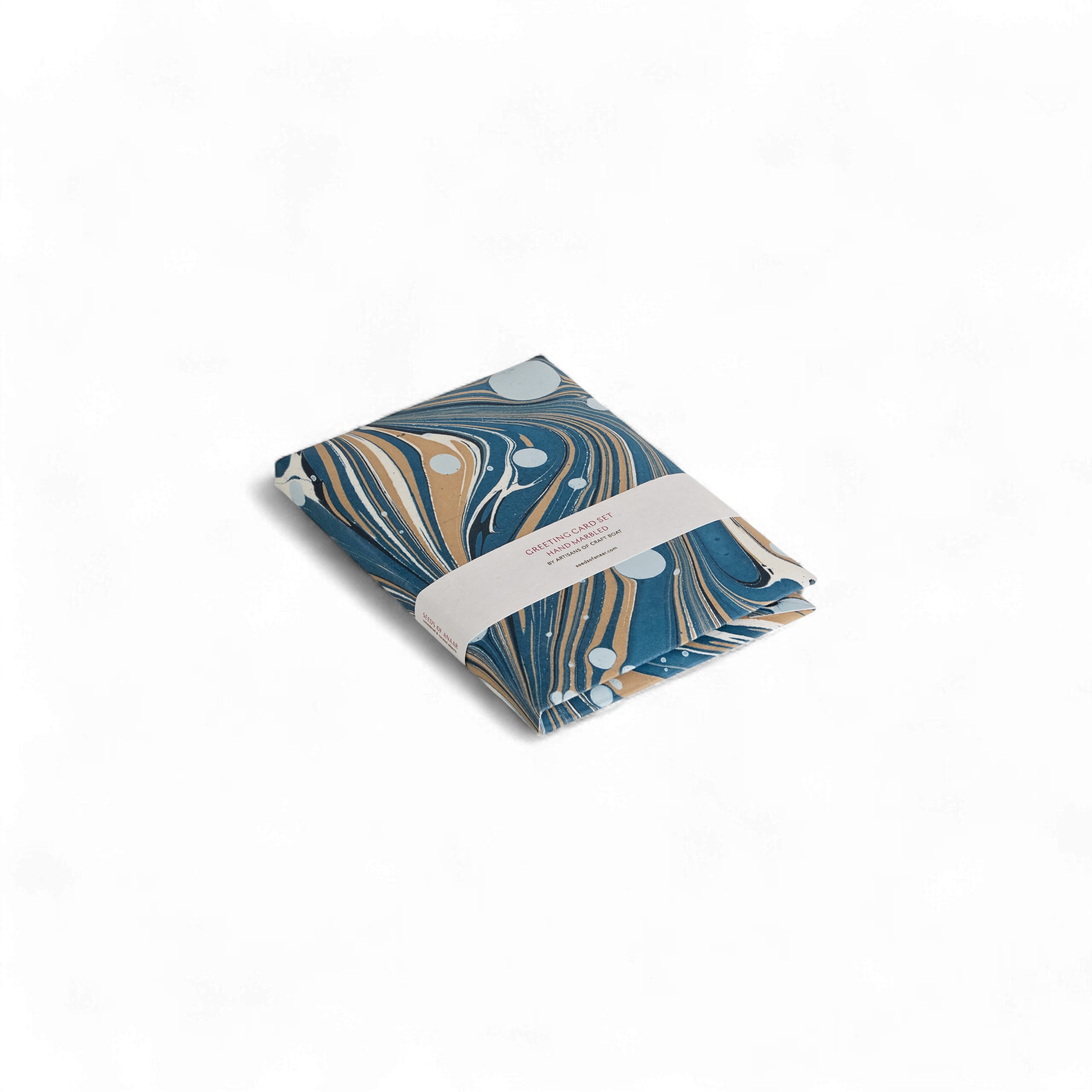 Sand Tide – Hand Marbled Greeting Card Set (6" x 4" | Set of 8 Cards & Envelopes)