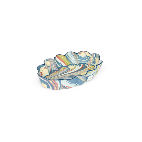 Ocean Swirl – Hand Marbled Scalloped Tray  (7.5