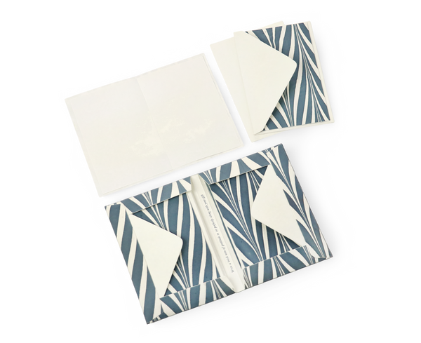 Indigo Current – Hand Marbled Greeting Card Folder Set  (6” x 4” | 100% Recycled Cotton Paper)