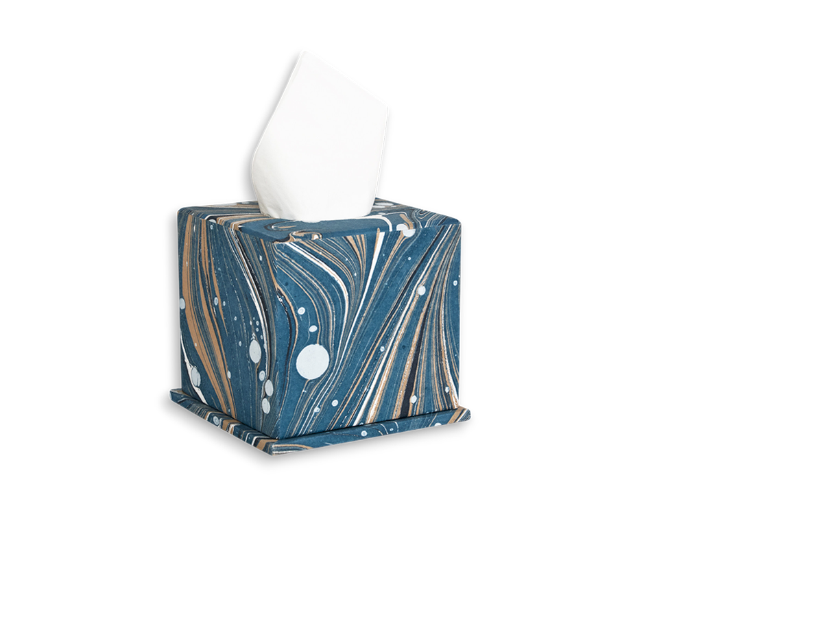 Celestial Marble – Tissue Box Cover in Celeste Blue