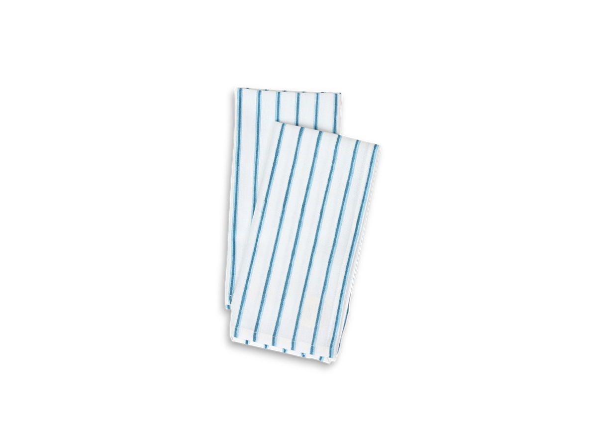 Coastal Lines - Hand Block Printed Cotton Napkin (Set of 2) (18" x 18")