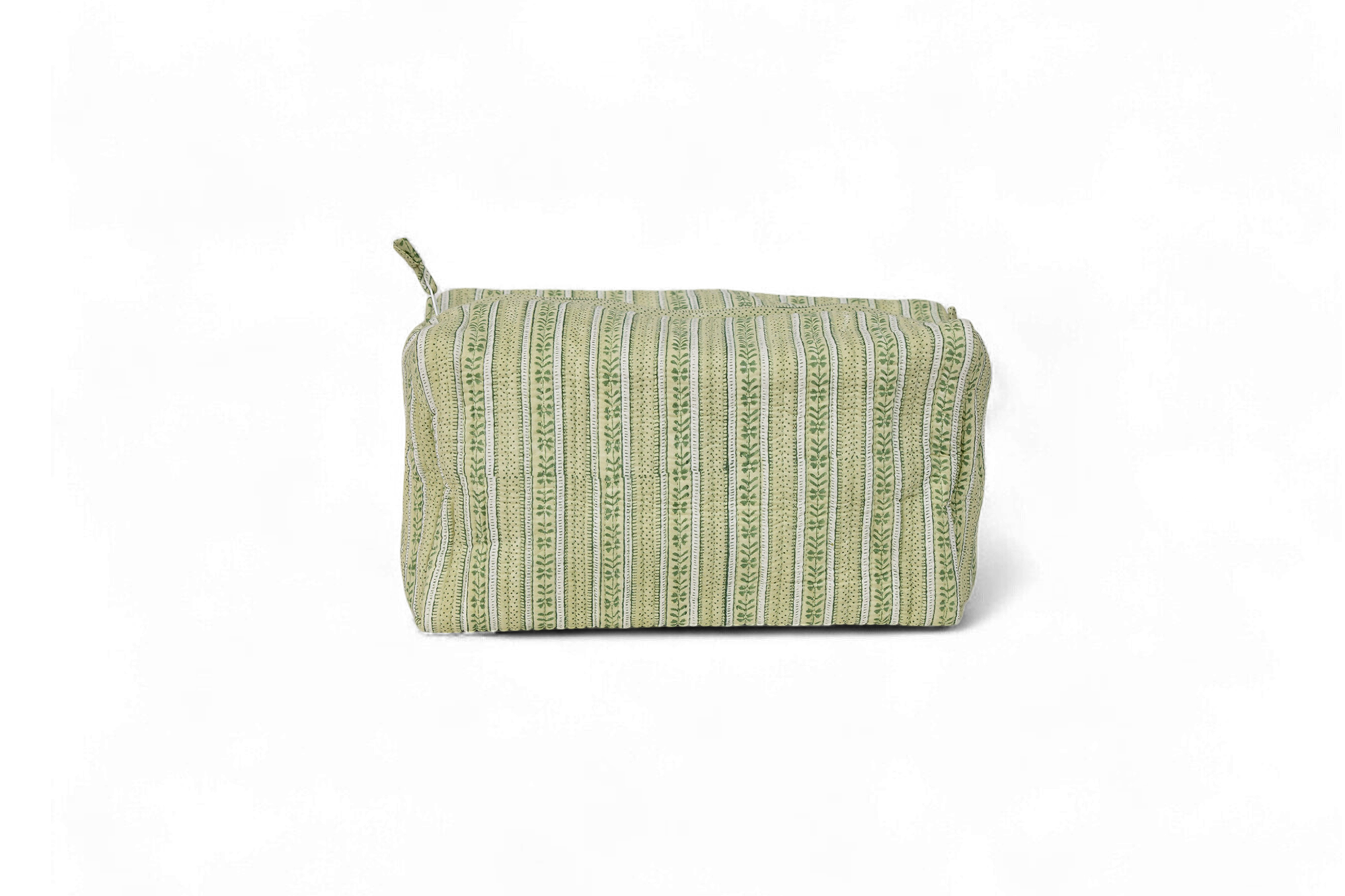 Reva Sage – Quilted Beauty Bag (10.5" L x 6" H x 6" W)
