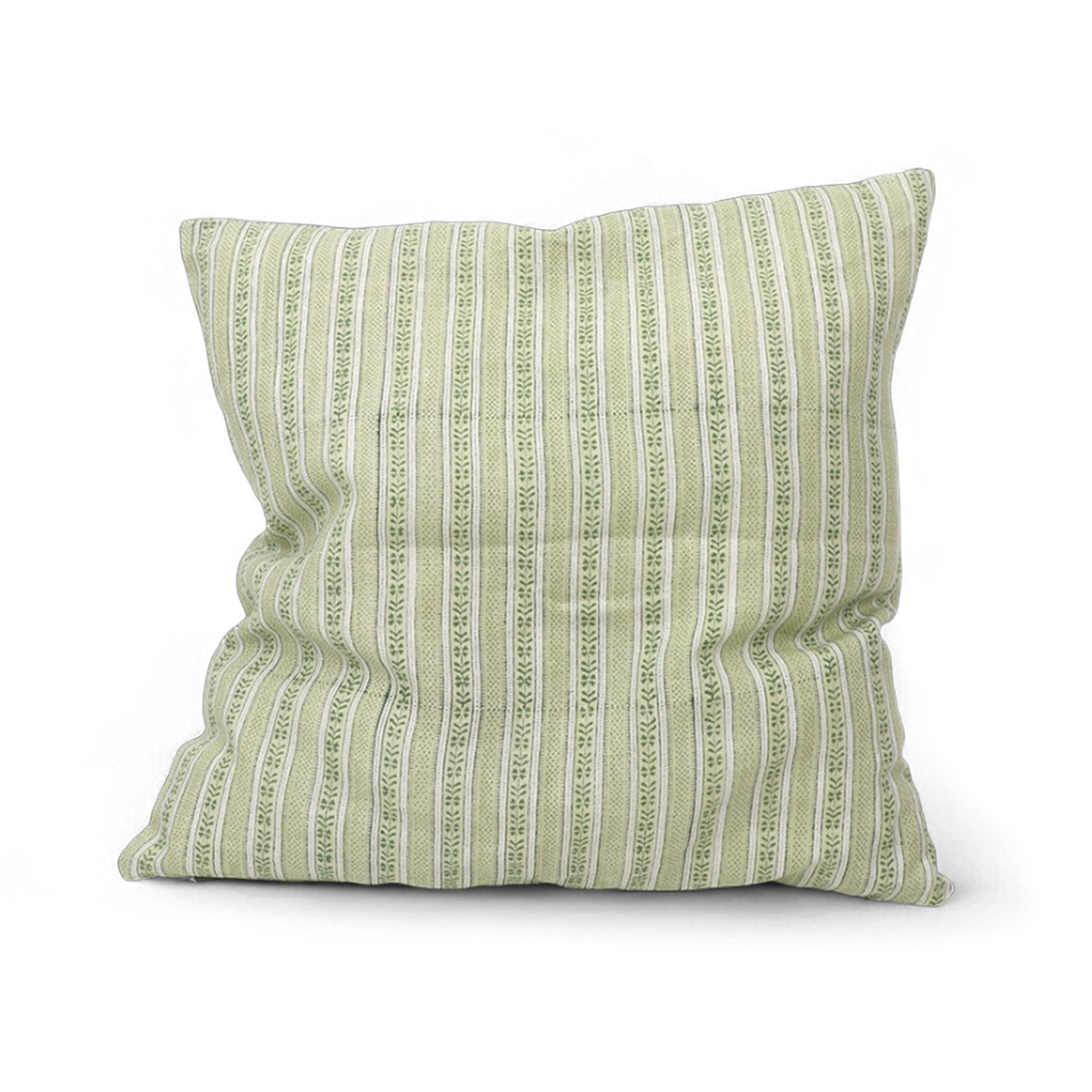 Reva Sage- Hand Block Printed Linen Pillow Cover  ( 20" x 20")