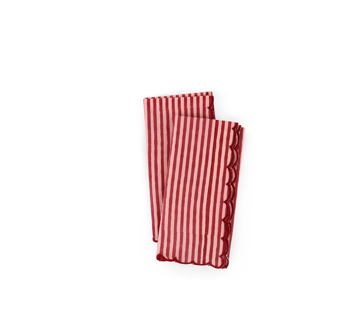 Garnet Red Classic Stripe – Hand Embroidery Printed Cotton Napkin (Set of 2) (18" x 18")