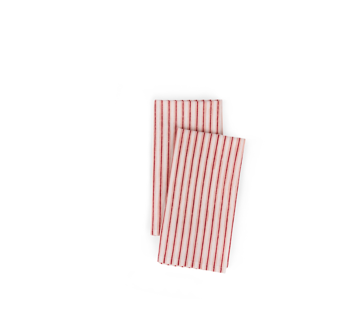 Garnet Red Shadow Stripe – Hand Block Printed Cotton Napkin (Set of 2) (18" x 18")