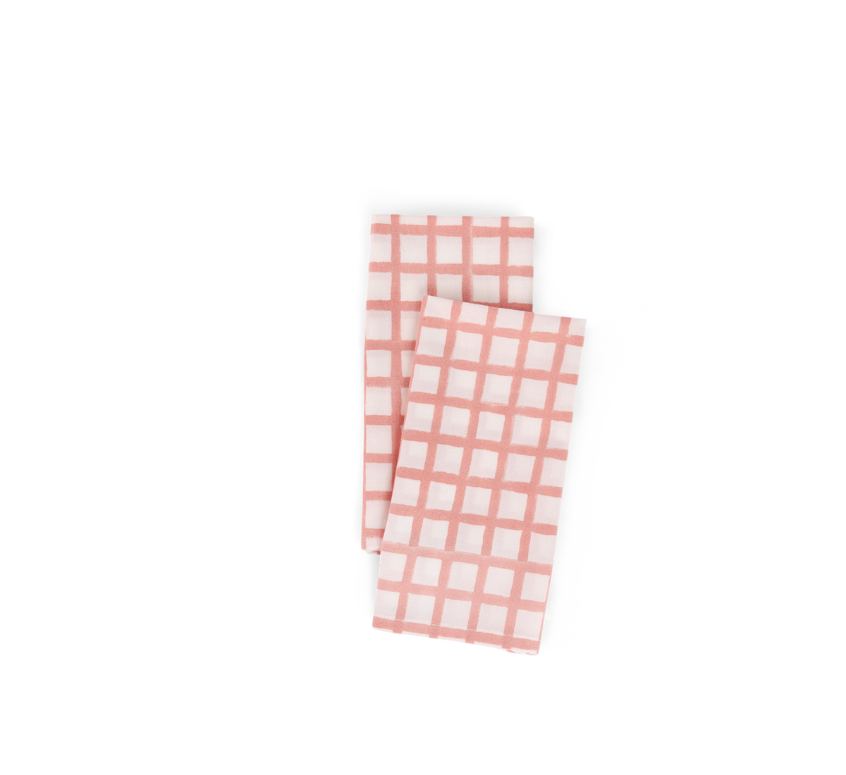 Pink Graph Checks – Hand Block Printed Cotton Napkin (Set of 2) (18" x 18")