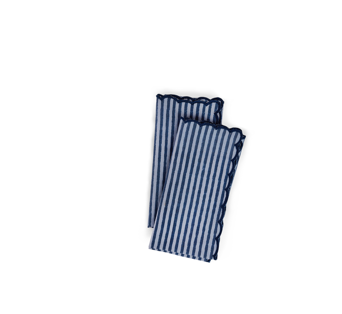 Harbor Blue Classic Stripe – Hand Embroidery Printed Cotton Napkin (Set of 2) (18" x 18")