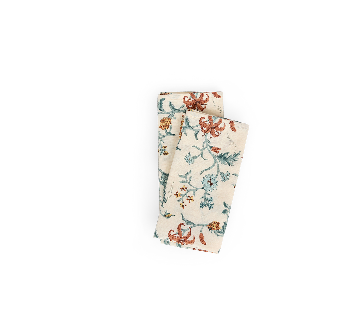 Marigold Garden – Hand Block Printed Linen Napkin (Set of 2)  18" x 18"
