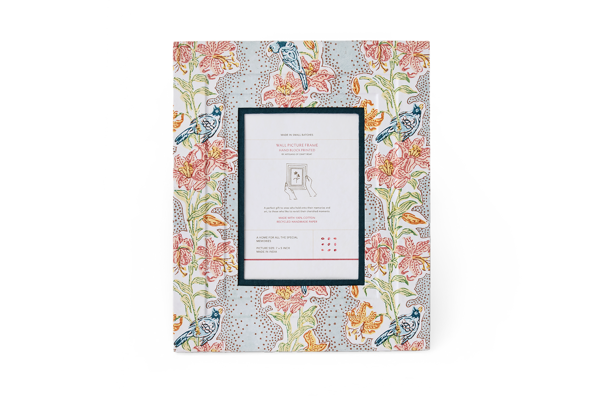 Sky Garden – Hand Block Printed Wall Picture Frame (12" x 10", fits 7" x 5" photo)