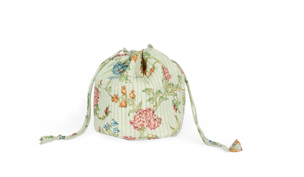 Meadow Garden – Hand Block Printed Quilted Pouch  (Jewelry & Beauty Organizer)
