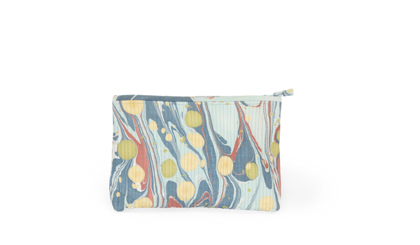 Ocean Stone – Hand Marbled Quilted Cotton Pouch  Large – 9.5