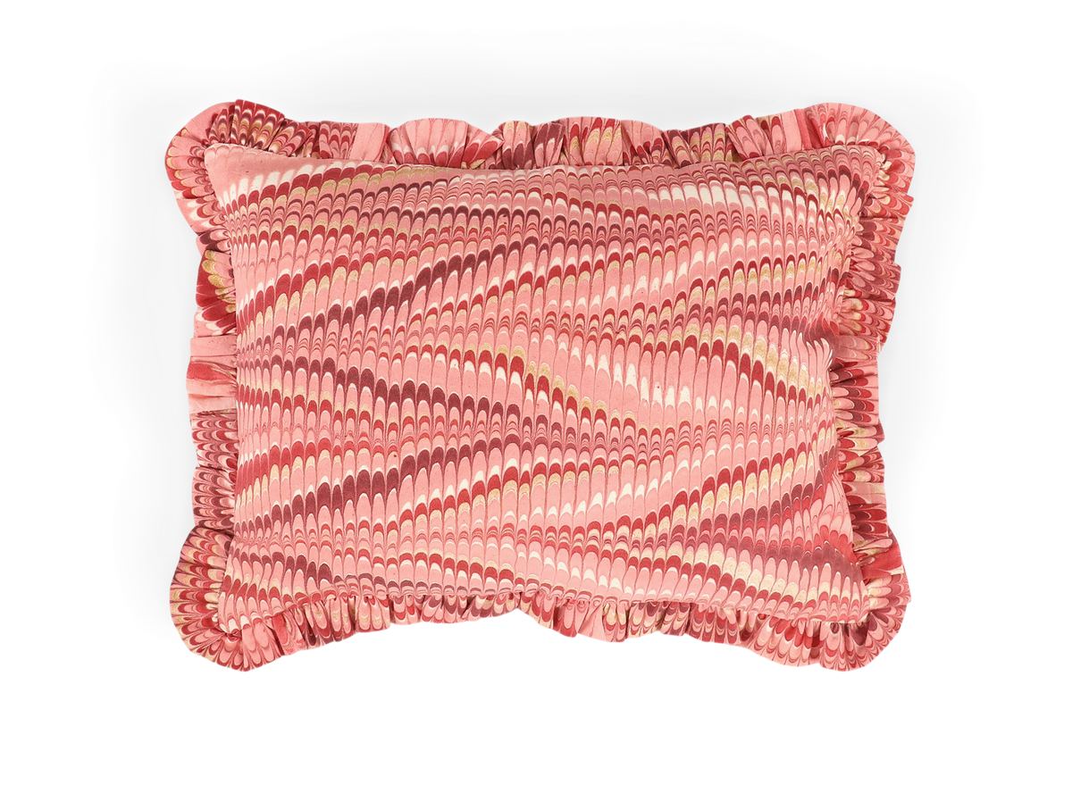 Garnet Red Mountain – Hand Marbled Cotton Pillow Cover (12" x 16")