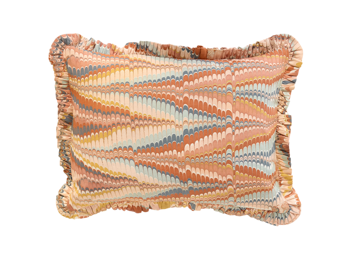 Sunset Wave  – Hand Marbled Cotton Pillow Cover 12" x 16"