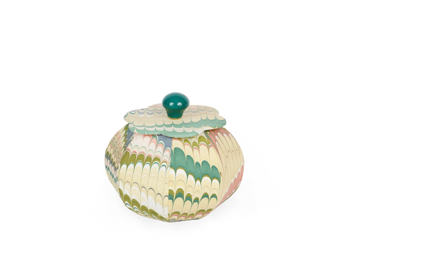 Meadow Wave – Hand Marbled Storage Jar (4.5