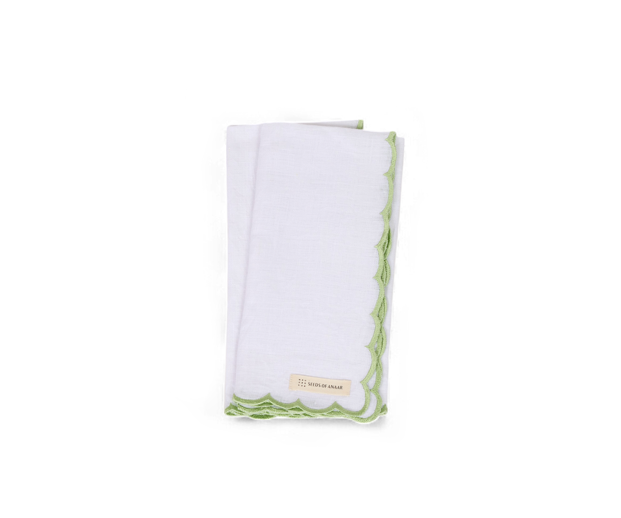Meadow Edge – Scalloped Linen Napkin (Set of 2) 18" x 18"