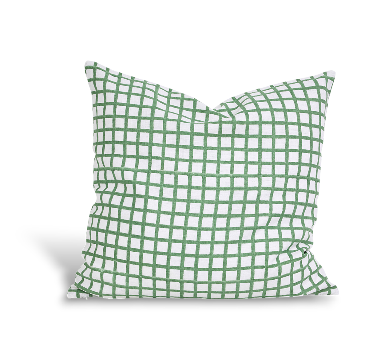Fern Gridline – Hand Block Printed Linen Pillow Cover (20" x 20")
