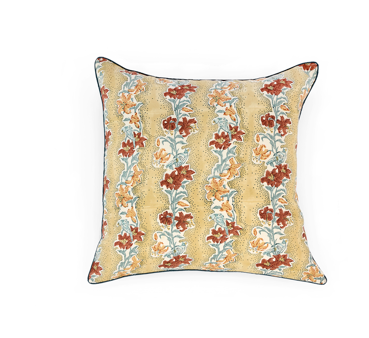 Amber Garden – Hand Block Printed Linen Pillow Cover (20" x 20")