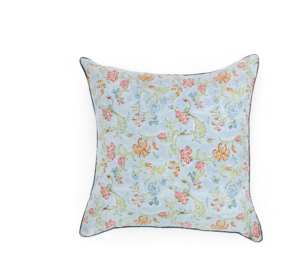 Neel Bagh  – Hand Block Printed Linen Pillow Cover (20