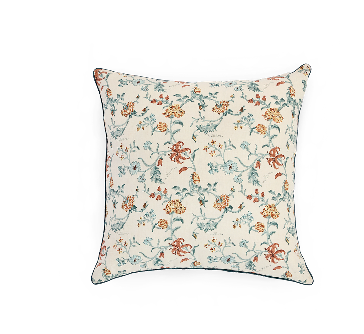 Autumn Meadow  – Hand Block Printed Linen Pillow Cover (20" x 20")