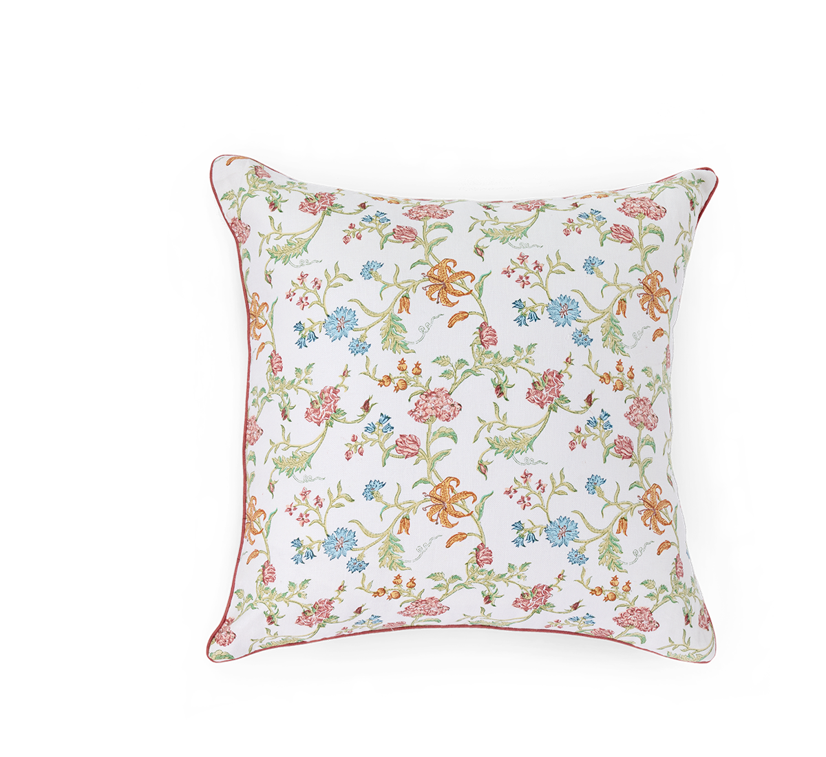 Moonflower Meadow – Hand Block Printed Linen Pillow Cover (20" x 20")