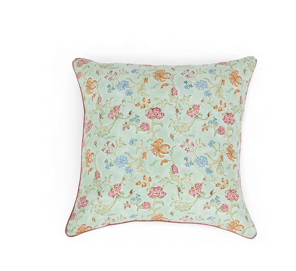 Spring Meadow– Hand Block Printed Linen Pillow Cover (20