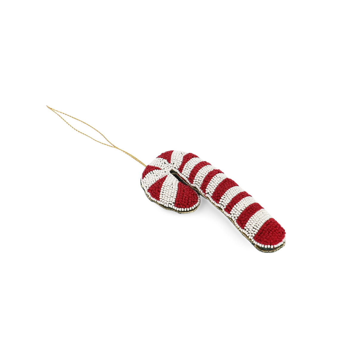 Candy Cane – Hand Embroidered Christmas Ornament (4.5" × 2.5")