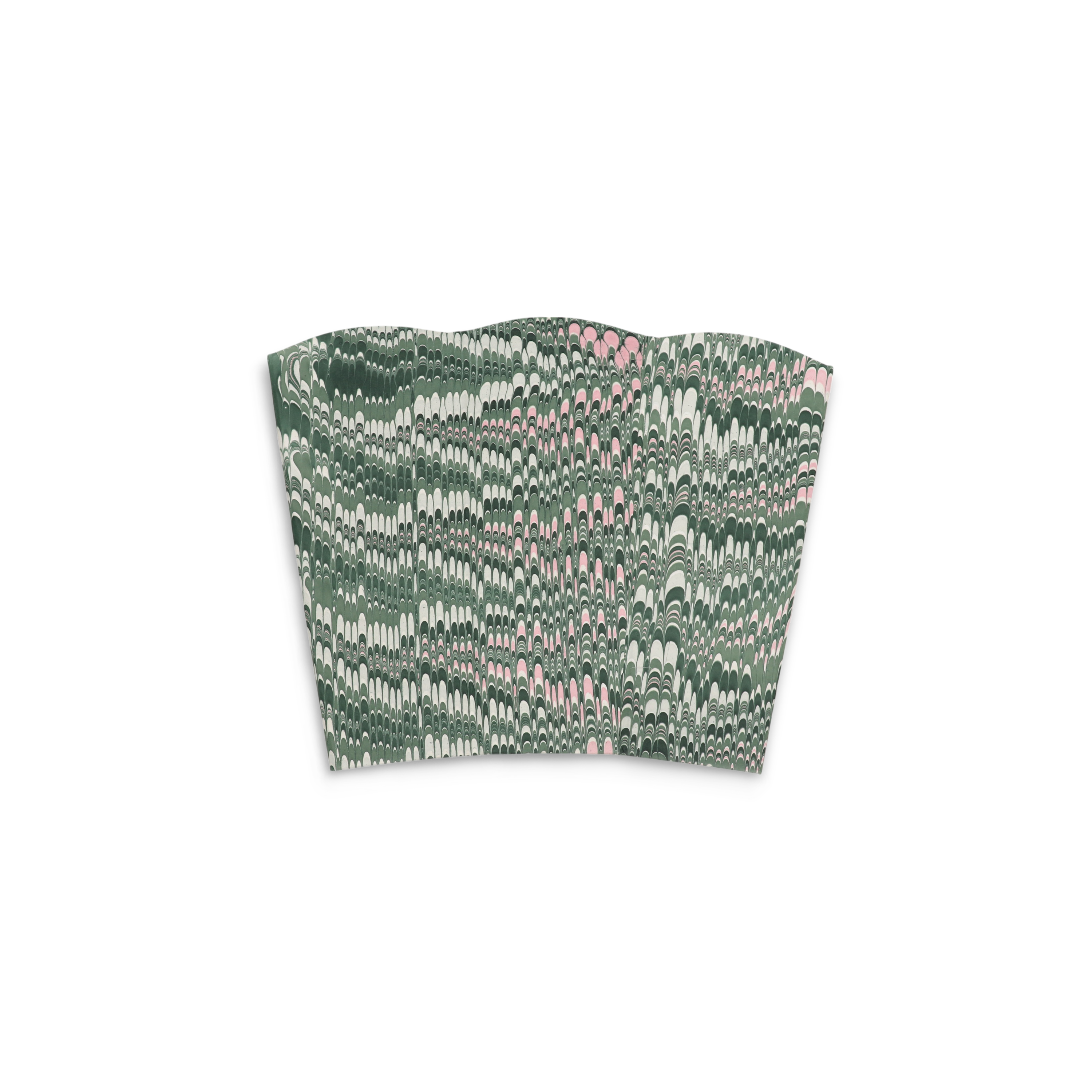 Pine Wave – Hand Marbled Scalloped Basket (9.5" W x 9.5" D x 12.5" H)