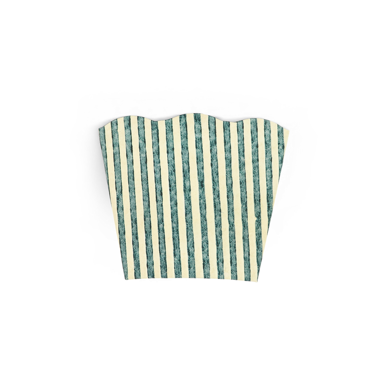 Indigo Stripe – Hand Block Printed Scalloped Pen Pot  (3.25" W x 3.25" D x 4.5" H )