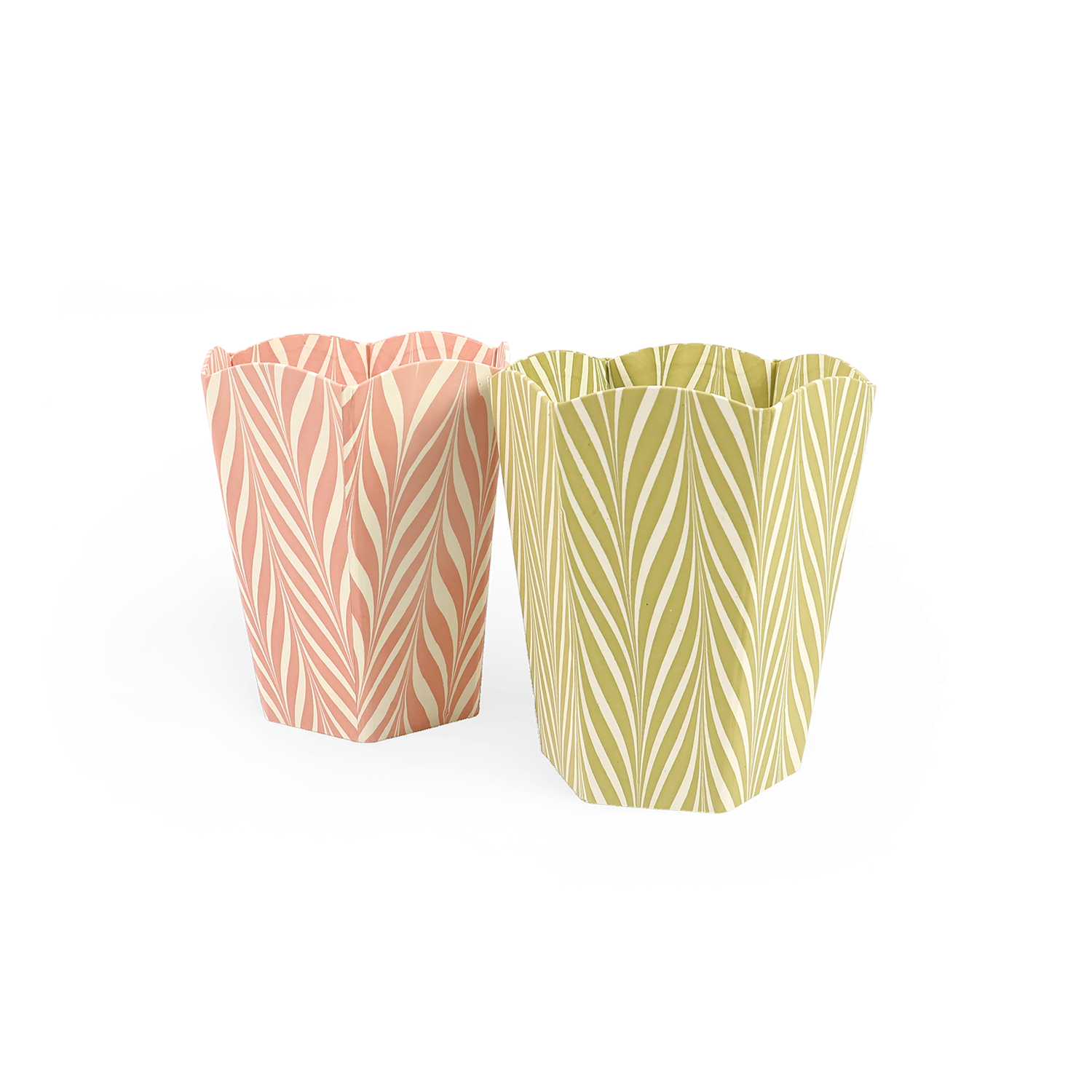 Sand Current – Hand Marbled Scalloped Basket (9.5" W x 9.5" D x 12" H.)