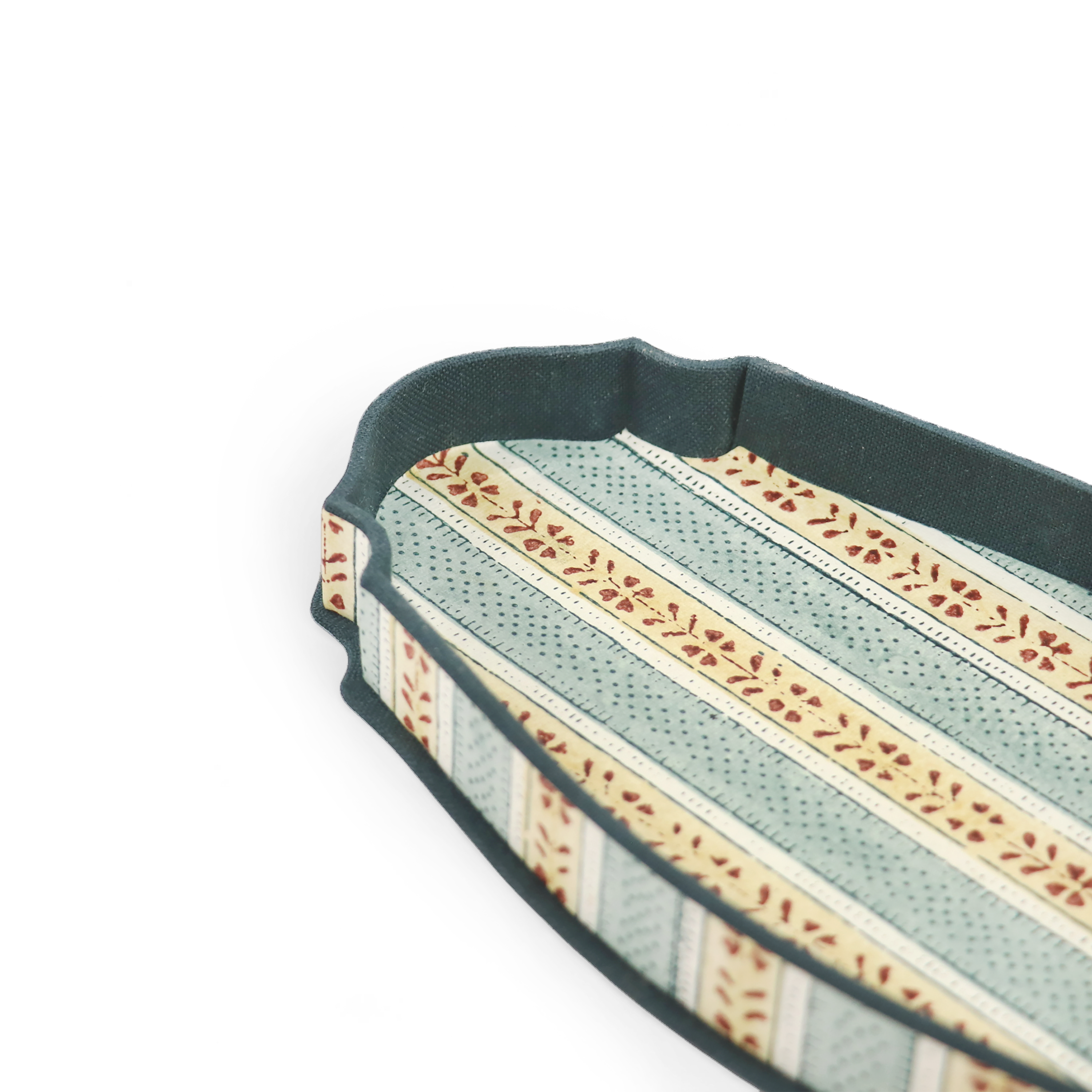 Sage Vine – Hand Block Printed Crest Tray (9.25" x 4.75" x 1")