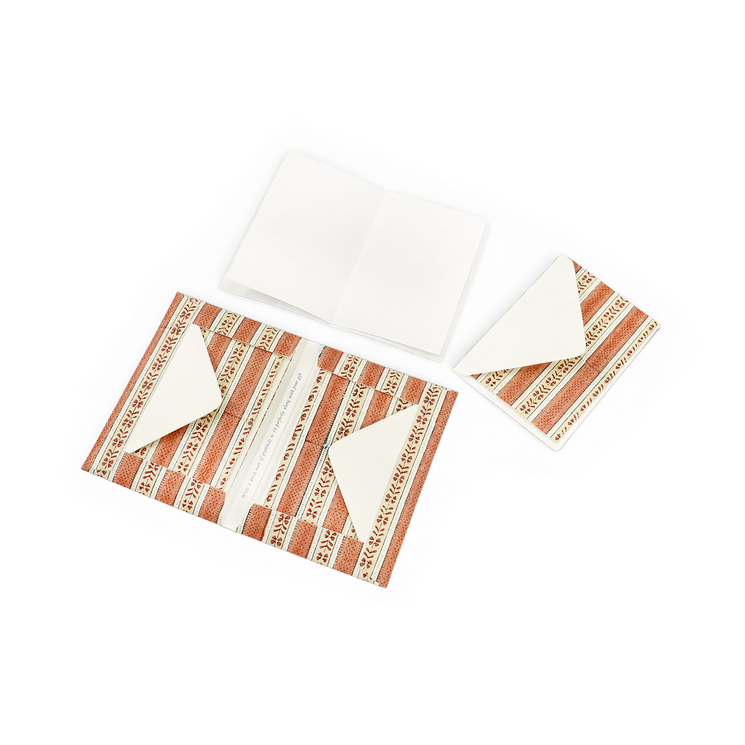 Rosewood Vines – Block Printed Greeting Card Set(6” x 4” | 100% Recycled Cotton Paper)