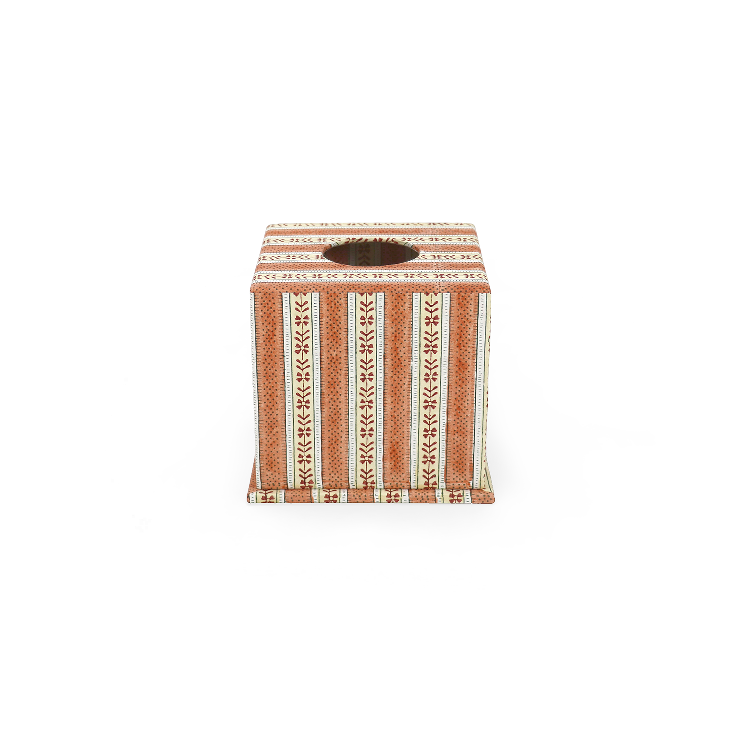 Rosewood  Vine – Block Printed Tissue Box Cover  (5" W x 5" D x 5" H.)
