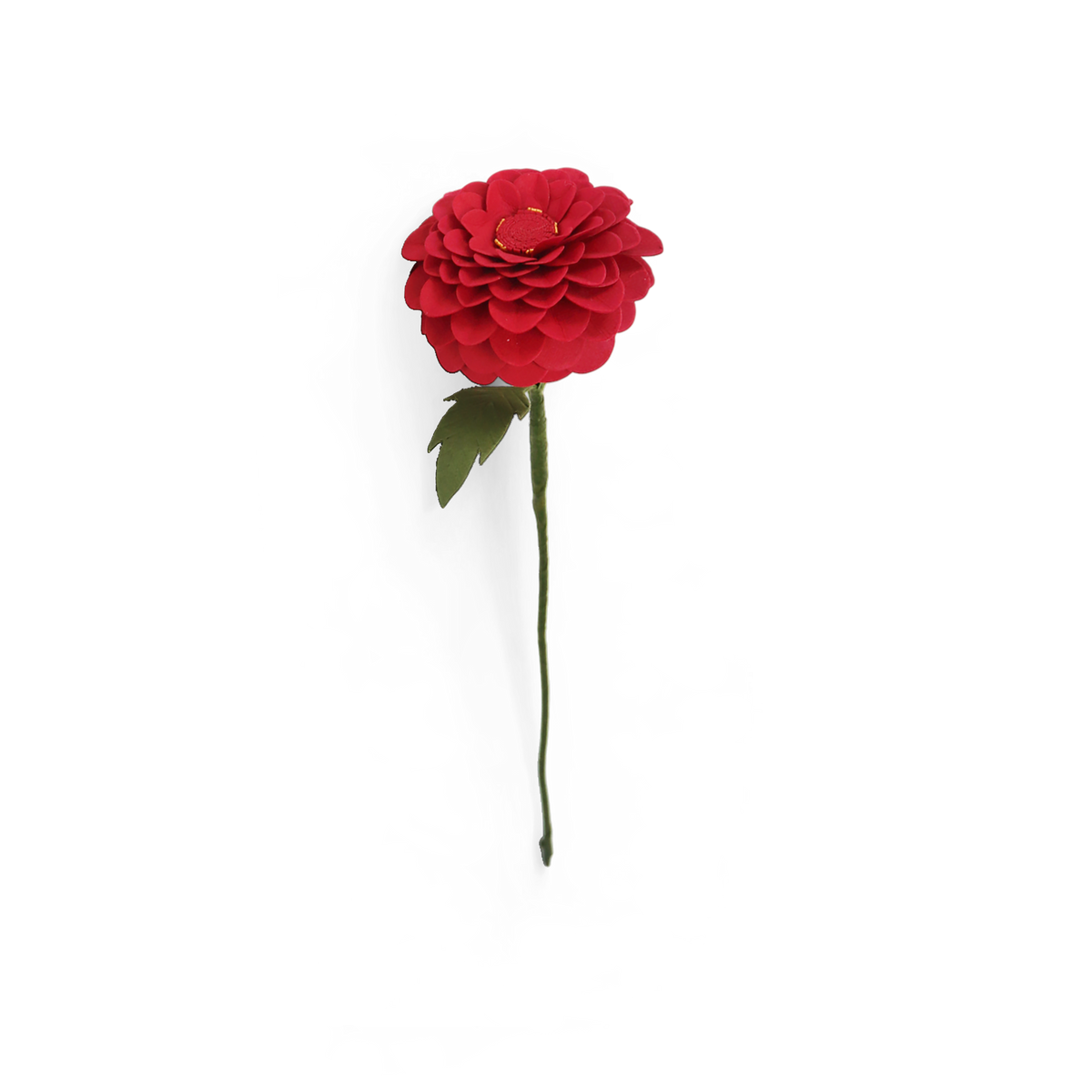 Crimson Dahlia – Handcrafted Paper Flower Stick (Approx. 2.5" W x 9" H)