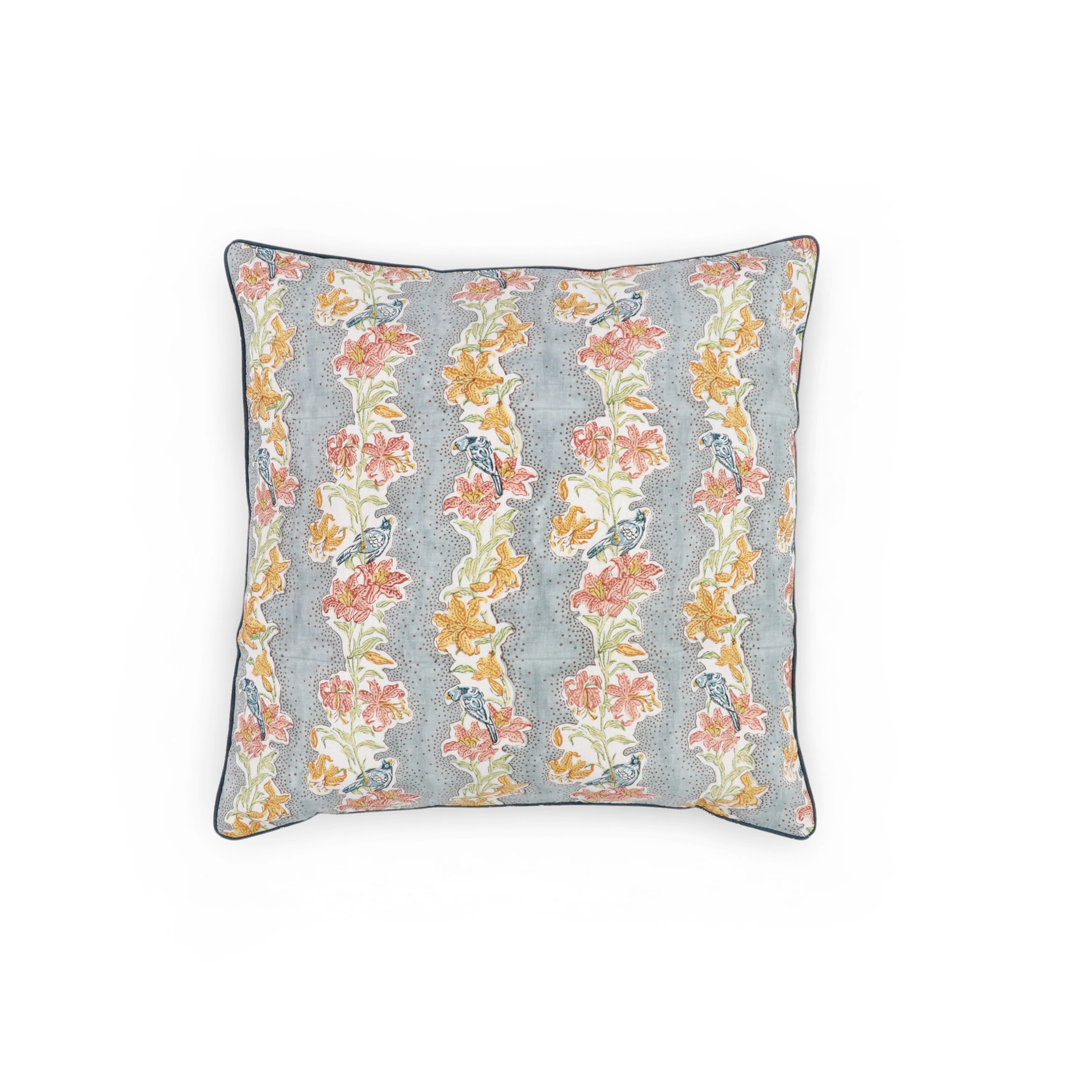 Sky Garden – Hand Block Printed Linen Pillow Cover (20" x 20")