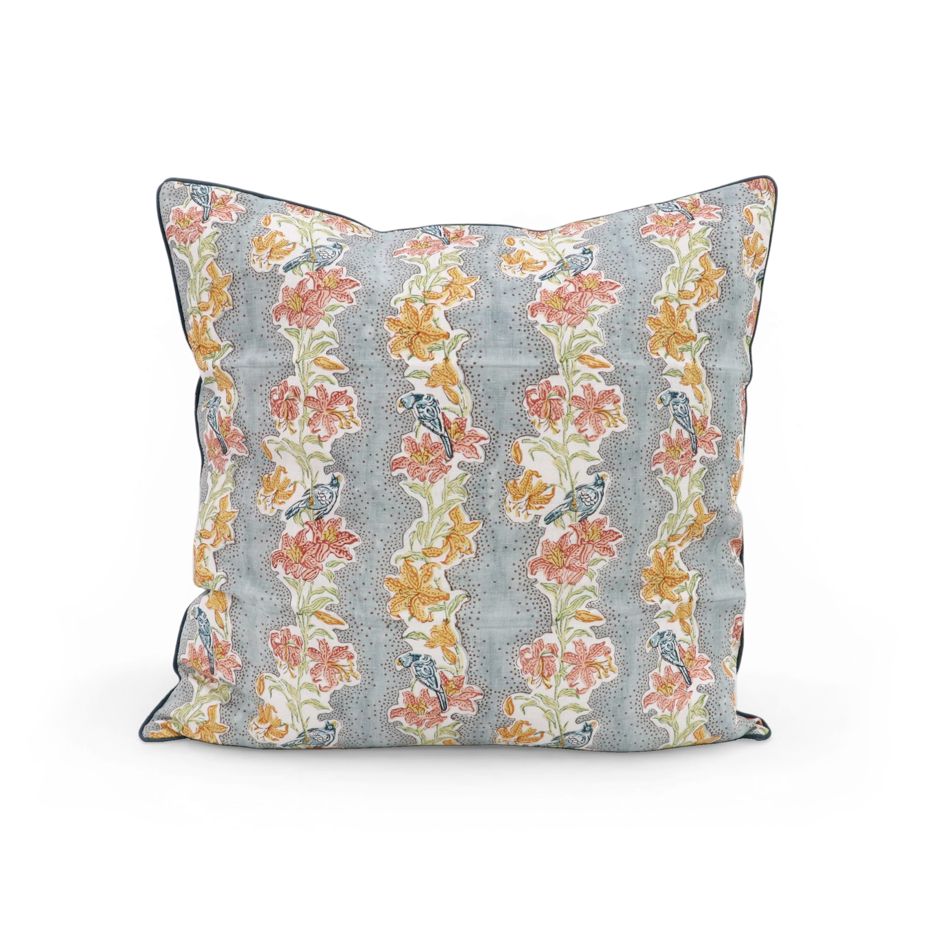 Sky Garden – Hand Block Printed Linen Pillow Cover (20" x 20")